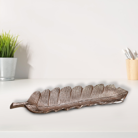 Handmade Decorative Bronze Color Coated Aluminium Tray (Color: Bronze, size: 15.78 x 3.74 x 1.18cm)