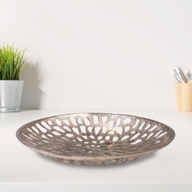 Handmade Decorative Bronze Color Coated Aluminium Tray (Color: Bronze, size: 5.51 x 5.51 x 1.37cm)