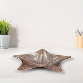 Handmade Decorative Bronze Color Coated Aluminium Tray (Color: Bronze, size: 14.17 x 14.17 x 1.18cm)