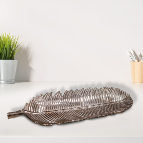 Handmade Decorative Bronze Color Coated Aluminium Tray (Color: Bronze, size: 17.99 x 6.29 x 1.18cm)