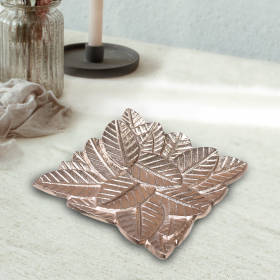 Handmade Decorative Bronze Color Coated Aluminium Tray (Color: Bronze, size: 6.88 x 6.88 x 0.78cm)