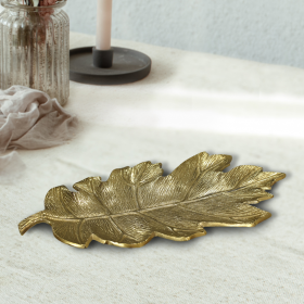 Handmade Decorative Gold Color Coated Aluminium Tray (Color: Gold, size: 8.26 x 4.13 x 0.9cm)