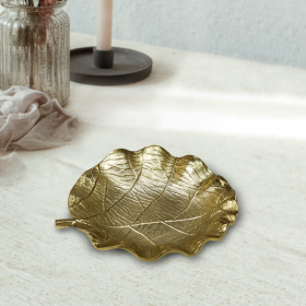 Handmade Decorative Gold Color Coated Aluminium Tray (Color: Gold, size: 4.72 x 4.52 x 1.18cm)