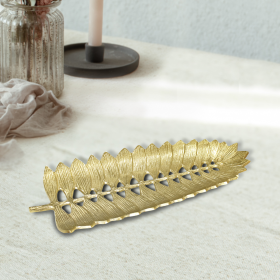 Handmade Decorative Gold Color Coated Aluminium Tray (Color: Gold, size: 7.87 x 3.54 x 0.59cm)