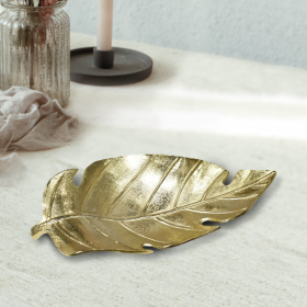 Handmade Decorative Gold Color Coated Aluminium Tray (Color: Gold, size: 6.49 x 3.14cm)