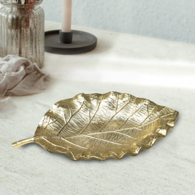 Handmade Decorative Gold Color Coated Aluminium Tray (Color: Gold, size: 7.08 x 3.74 x 0.78cm)