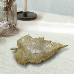 Handmade Decorative Gold Color Coated Aluminium Tray (Color: Gold, size: 5.23 x 3.93 x 1.14cm)