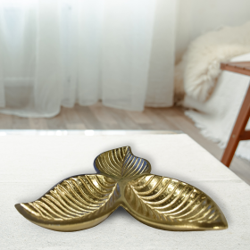 Handmade Decorative Gold Color Coated Aluminium Tray (Color: Gold2, size: 8.26 x 8.26 x 0.98 cm)