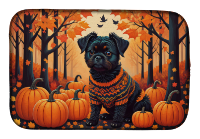 Autumn Leaves Dish Drying Mat (Dog Breed: Affenpinscher, size: 14  x 21")