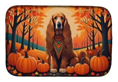 Autumn Leaves Dish Drying Mat (Dog Breed: Afghan Hound, size: 14  x 21")