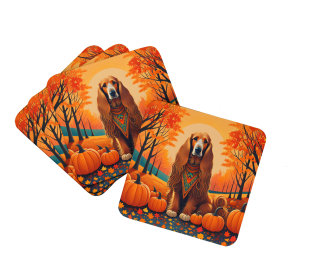 Autumn Leaves Foam Coasters (Design: Afghan Hound, size: 3.5)