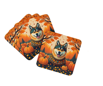 Autumn Leaves Foam Coasters (Design: Akita, size: 3.5)