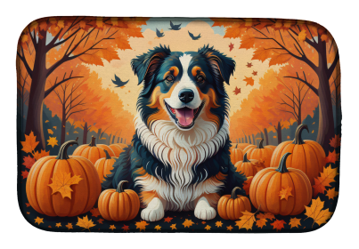 Autumn Leaves Dish Drying Mat (Dog Breed: Australian Shepherd, size: 14  x 21")