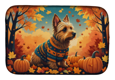 Autumn Leaves Dish Drying Mat (Dog Breed: Australian Terrier, size: 14  x 21")