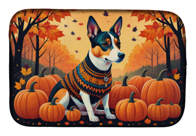 Autumn Leaves Dish Drying Mat (Dog Breed: Basenji, size: 14  x 21")