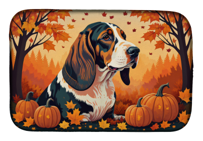 Autumn Leaves Dish Drying Mat (Dog Breed: Basset Hound, size: 14  x 21")
