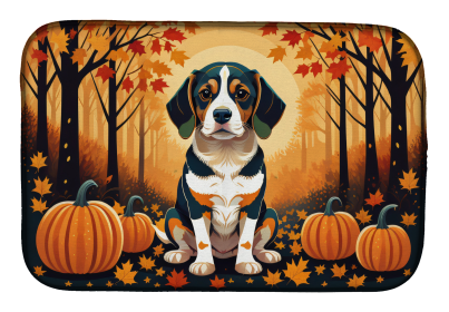 Autumn Leaves Dish Drying Mat (Dog Breed: Beagle, size: 14  x 21")