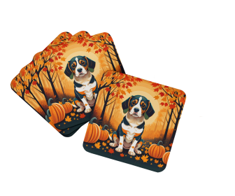 Autumn Leaves Foam Coasters (Design: Beagle, size: 3.5)