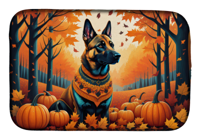 Autumn Leaves Dish Drying Mat (Dog Breed: Belgian Malinois, size: 14  x 21")