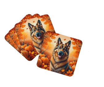 Autumn Leaves Foam Coasters (Design: Belgian Tervuren, size: 3.5)