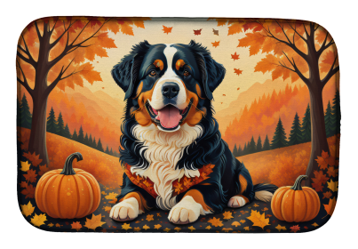 Autumn Leaves Dish Drying Mat (Dog Breed: Bernese Mountain Dog, size: 14  x 21")