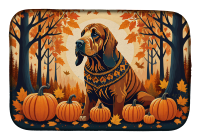 Autumn Leaves Dish Drying Mat (Dog Breed: Bloodhound, size: 14  x 21")