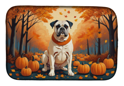 Autumn Leaves Dish Drying Mat (Dog Breed: Boxer White, size: 14  x 21")