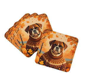 Autumn Leaves Foam Coasters (Design: Boxer, size: 3.5)