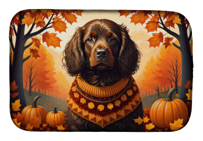 Autumn Leaves Dish Drying Mat (Dog Breed: Boykin Spaniel, size: 14  x 21")