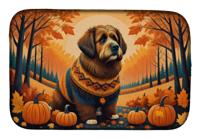Autumn Leaves Dish Drying Mat (Dog Breed: Briard, size: 14  x 21")