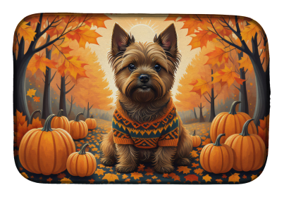 Autumn Leaves Dish Drying Mat (Dog Breed: Cairn Terrier, size: 14  x 21")