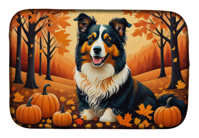 Autumn Leaves Dish Drying Mat (Dog Breed: Collie, size: 14  x 21")