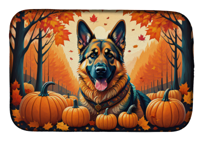 Autumn Leaves Dish Drying Mat (Dog Breed: German Shepherd, size: 14  x 21")
