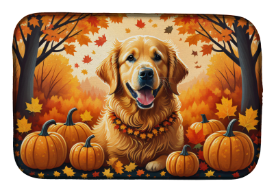 Autumn Leaves Dish Drying Mat (Dog Breed: Golden Retriever, size: 14  x 21")