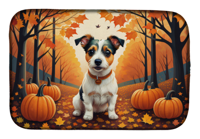 Autumn Leaves Dish Drying Mat (Dog Breed: Jack Russell Terrier, size: 14  x 21")