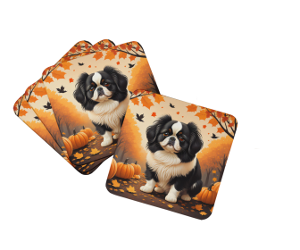 Autumn Leaves Foam Coasters (Design: Japanese Chin, size: 3.5)