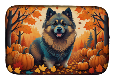 Autumn Leaves Dish Drying Mat (Dog Breed: Keeshond, size: 14  x 21")