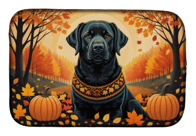 Autumn Leaves Dish Drying Mat (Dog Breed: Labrador Retriever Black, size: 14  x 21")