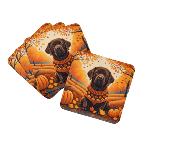 Autumn Leaves Foam Coasters (Design: Labrador Retriever Chocolate, size: 3.5)