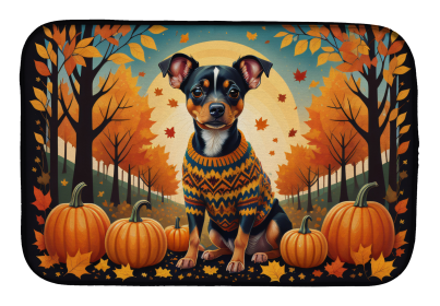 Autumn Leaves Dish Drying Mat (Dog Breed: Miniature Pinscher, size: 14  x 21")