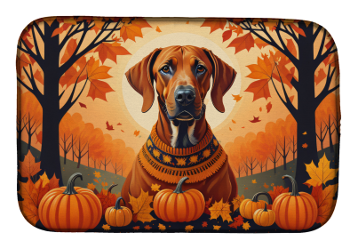 Autumn Leaves Dish Drying Mat (Dog Breed: Rhodesian Ridgeback, size: 14  x 21")