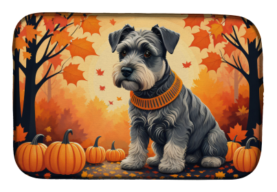 Autumn Leaves Dish Drying Mat (Dog Breed: Schnauzer, size: 14  x 21")