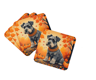 Autumn Leaves Foam Coasters (Design: Schnauzer, size: 3.5)