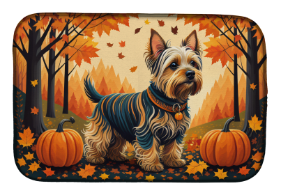 Autumn Leaves Dish Drying Mat (Dog Breed: Silky Terrier, size: 14  x 21")
