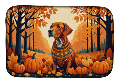 Autumn Leaves Dish Drying Mat (Dog Breed: Vizsla, size: 14  x 21")