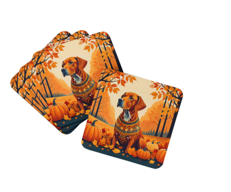 Autumn Leaves Foam Coasters (Design: Vizsla, size: 3.5)