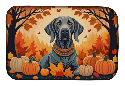 Autumn Leaves Dish Drying Mat (Dog Breed: Weimaraner, size: 14  x 21")