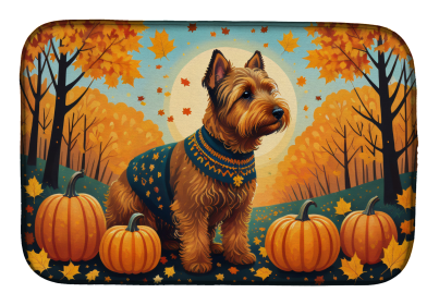 Autumn Leaves Dish Drying Mat (Dog Breed: Welsh Terrier, size: 14  x 21")