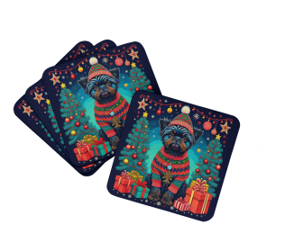 Enchanted Christmas Foam Coasters (Design: Affenpinscher, size: 3.5)