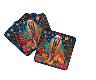 Enchanted Christmas Foam Coasters (Design: Afghan Hound, size: 3.5)